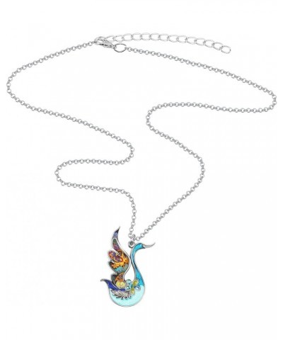 Enamel Alloy Rhinestone Swan Necklace Goose Pendant Novelty Jewelry Gifts for Women Girls Kids Charms Blue $8.79 Necklaces