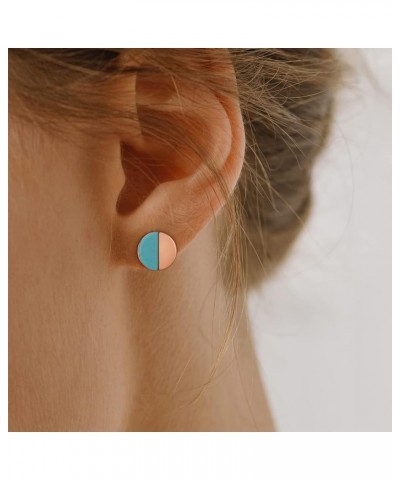 Turquoise Stud Earrings for Women 18K Gold Plated Hypoallergenic Small Studs Geometric Nickel Free Earrings for Women Girls r...