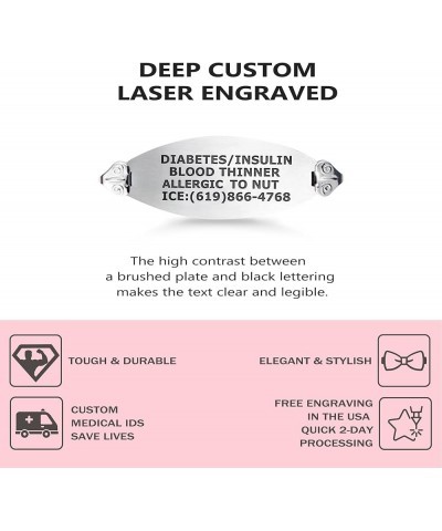 Custom Engraved Medical Alert Bracelets for Women, Stainless Steel Medical Bracelet, Medical ID Bracelet w/Free Engraving – A...