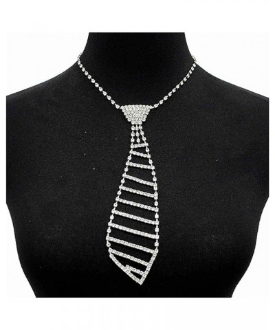 Rhinestone Necklace Sparkly Necktie Gothic Crystal Wedding Bridal Bridesmaid Necktie Choker Costume Club Party Silver $8.66 N...