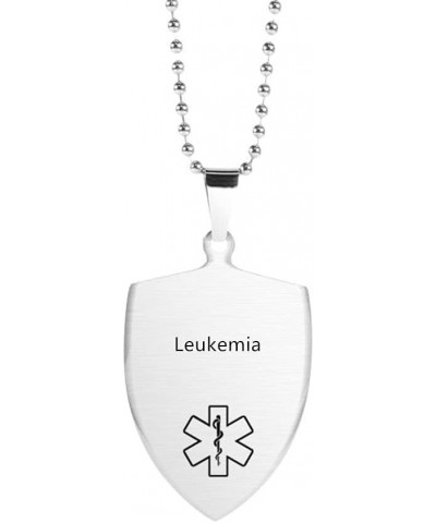 Stainless Steel Shield Shape Medical Alert Necklaces for Men Women Emergency Identification Pendant,Health Reminder Necklace ...