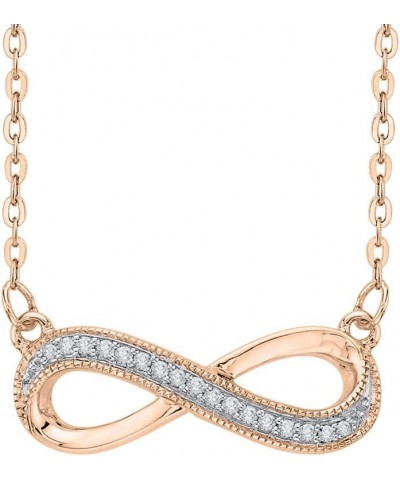 Gold or Sterling Silver Round Diamond Milgrain Infinity Pendant Necklace (1/20 cttw, J-K, SI2-I1) Rose Gold 10k $45.15 Necklaces