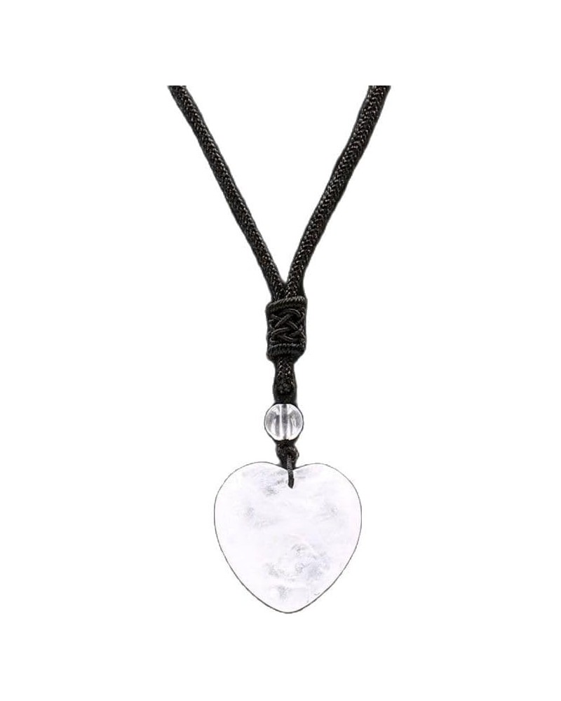 Heart Shaped Crystal Necklace Natural Stone Healing Crystal Pendant Necklace Natural Quartz Love Hearts Gemstone Lucky Jewelr...