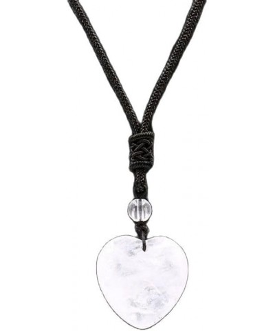 Heart Shaped Crystal Necklace Natural Stone Healing Crystal Pendant Necklace Natural Quartz Love Hearts Gemstone Lucky Jewelr...