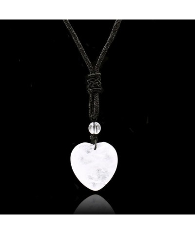 Heart Shaped Crystal Necklace Natural Stone Healing Crystal Pendant Necklace Natural Quartz Love Hearts Gemstone Lucky Jewelr...