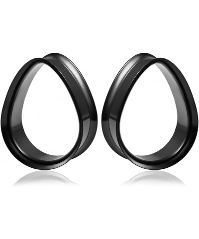 1 Pair 8-25mm Water Drop Design Stainless Steel Tunnels For Ears Gauges Plugs Stretchers Expander 0g-1 8mm(0G) Black $8.09 Bo...