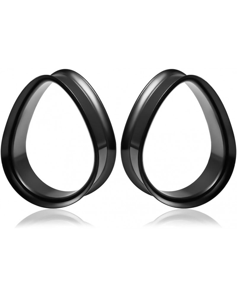 1 Pair 8-25mm Water Drop Design Stainless Steel Tunnels For Ears Gauges Plugs Stretchers Expander 0g-1 8mm(0G) Black $8.09 Bo...