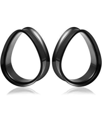 1 Pair 8-25mm Water Drop Design Stainless Steel Tunnels For Ears Gauges Plugs Stretchers Expander 0g-1 8mm(0G) Black $8.09 Bo...