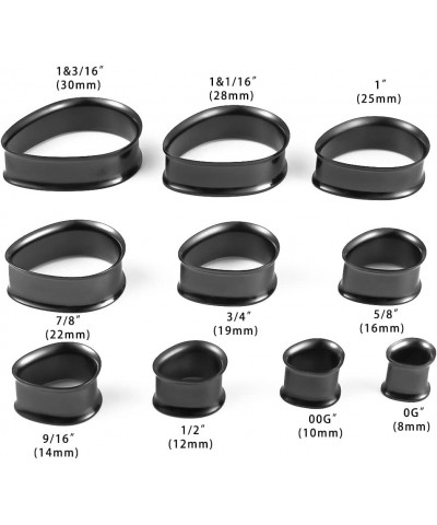 1 Pair 8-25mm Water Drop Design Stainless Steel Tunnels For Ears Gauges Plugs Stretchers Expander 0g-1 8mm(0G) Black $8.09 Bo...