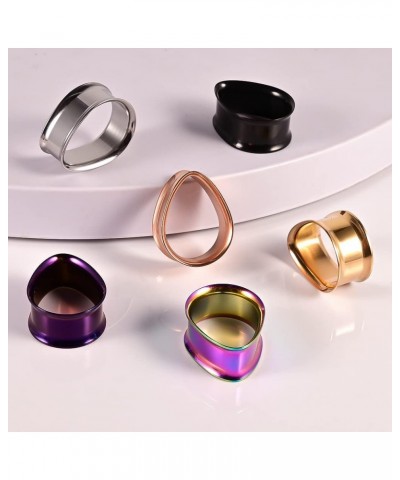 1 Pair 8-25mm Water Drop Design Stainless Steel Tunnels For Ears Gauges Plugs Stretchers Expander 0g-1 8mm(0G) Black $8.09 Bo...