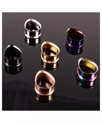 1 Pair 8-25mm Water Drop Design Stainless Steel Tunnels For Ears Gauges Plugs Stretchers Expander 0g-1 8mm(0G) Black $8.09 Bo...