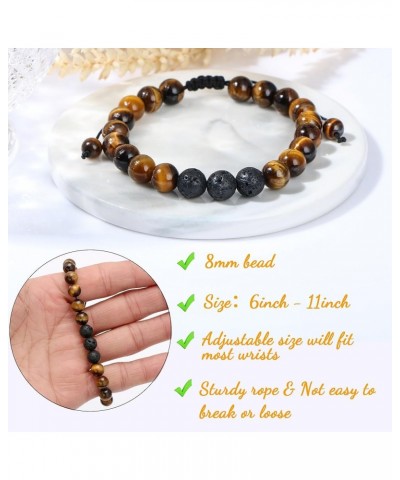 To My Man Mens Bead Bracelet for Boyfriend Husband, Adjustable 8mm Mens Tiger Eye Black Matte Agate Bead Bracelets Awesome Gi...