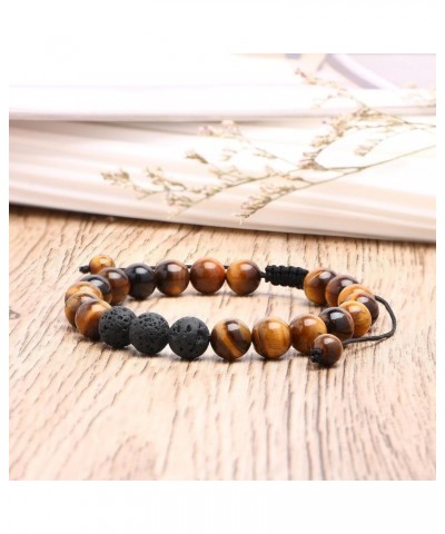 To My Man Mens Bead Bracelet for Boyfriend Husband, Adjustable 8mm Mens Tiger Eye Black Matte Agate Bead Bracelets Awesome Gi...