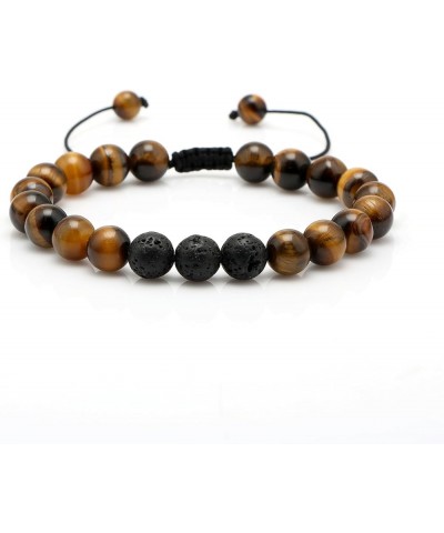 To My Man Mens Bead Bracelet for Boyfriend Husband, Adjustable 8mm Mens Tiger Eye Black Matte Agate Bead Bracelets Awesome Gi...