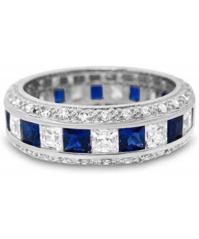 His Hers Sterling Blue Sapphire CZ Bridal Wedding Band Engagement Ring Set Him Her Her 10 - His 10 $59.40 Sets