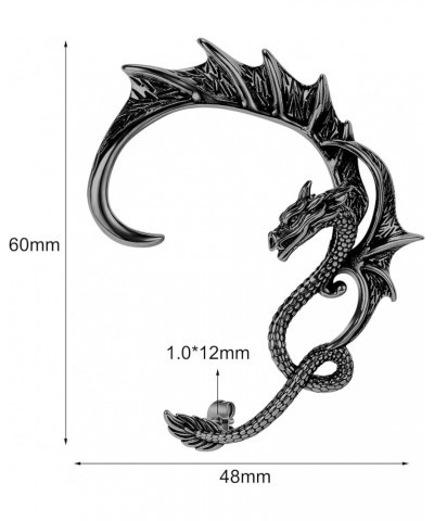 1PCS Gothic Dragon Ear Cuff Stainless Steel Retro Dragon Earrings Punk Snake Dragon Fish Crocodile Cuff Wrap Earrings Cartila...