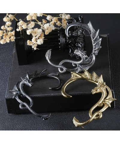 1PCS Gothic Dragon Ear Cuff Stainless Steel Retro Dragon Earrings Punk Snake Dragon Fish Crocodile Cuff Wrap Earrings Cartila...