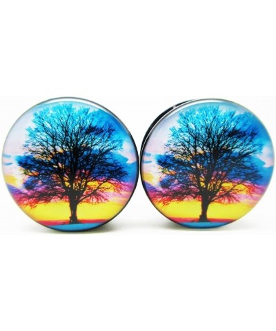 Sunset Tree of Life Ear Plugs - Screw-On - 10 Sizes - Pair - Gauges 00 Gauge (10mm) $10.25 Body Jewelry