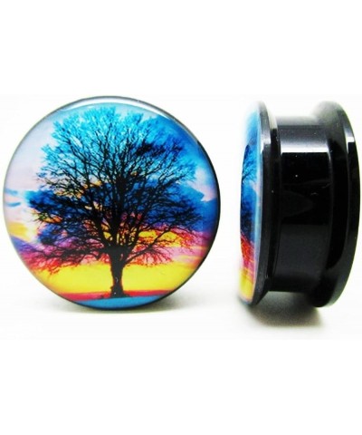 Sunset Tree of Life Ear Plugs - Screw-On - 10 Sizes - Pair - Gauges 00 Gauge (10mm) $10.25 Body Jewelry