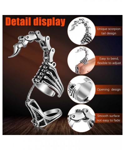 2 Pcs Scorpion Ring Halloween Cosplay Ring Silver Scorpion Ring Gothic Knuckle Joint Finger Ring Adjustable Scorpion Ring for...