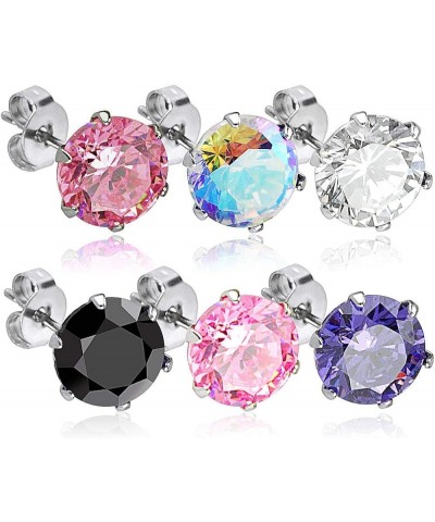 Pair of 316L Surgical Stainless Steel Stud Earring with Round Clear or Black CZ Size: 0.6mm, Ball Size: 5mm, Black $8.09 Earr...