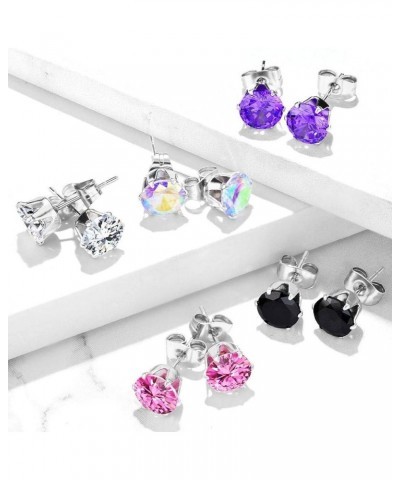 Pair of 316L Surgical Stainless Steel Stud Earring with Round Clear or Black CZ Size: 0.6mm, Ball Size: 5mm, Black $8.09 Earr...