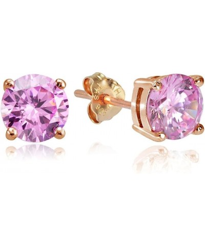 Sterling Silver Cubic Zirconia Round Stud Earrings Rose Gold 3.0 carats $8.63 Earrings