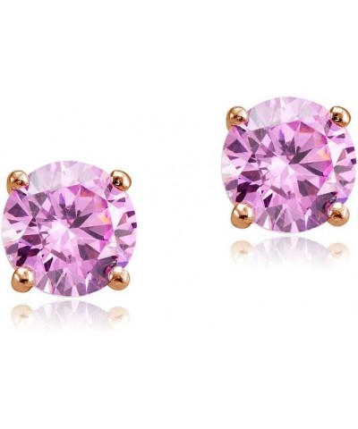 Sterling Silver Cubic Zirconia Round Stud Earrings Rose Gold 3.0 carats $8.63 Earrings