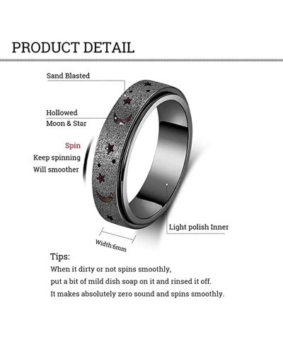 Titanium Steel Anxiety Fidget Ring Spinner Ring Silver Plated Moon Stars Frosted Anti Anxiety Relief Ring Party Jewelry Birth...