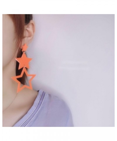 Acrylic Star Earrings Multilayer Big Star Dangle Drop Earrings Hot Pink Yellow Orange Colorful Star Tassel Earrings Y2k 80s P...