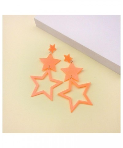 Acrylic Star Earrings Multilayer Big Star Dangle Drop Earrings Hot Pink Yellow Orange Colorful Star Tassel Earrings Y2k 80s P...