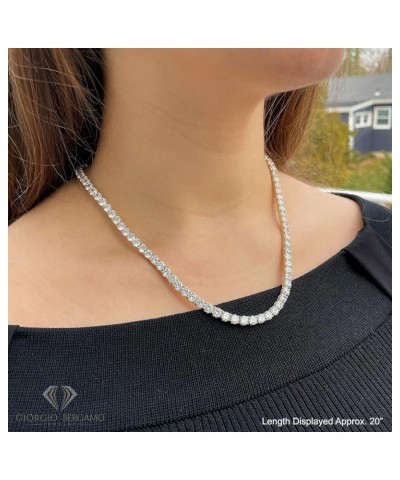 925 Sterling Silver 2mm - 7mm Tennis Necklace or Bracelet, Iced Out Round Cut CZ Cubic Zirconia Rhodium Plated Link Chain 20 ...