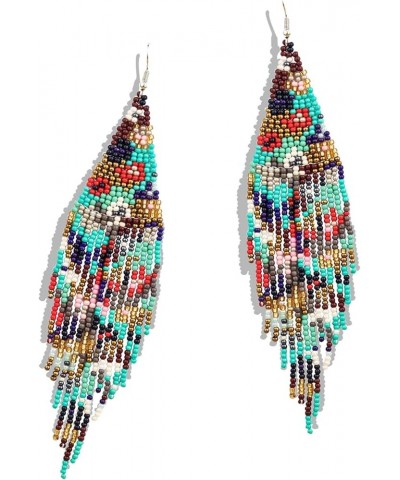 Long Beaded Tassel Earrings – Bohemian Flower Fringe Drop Earrings, Seed Bead Tribal Dangle Earrings, Pendientes De Borla for...