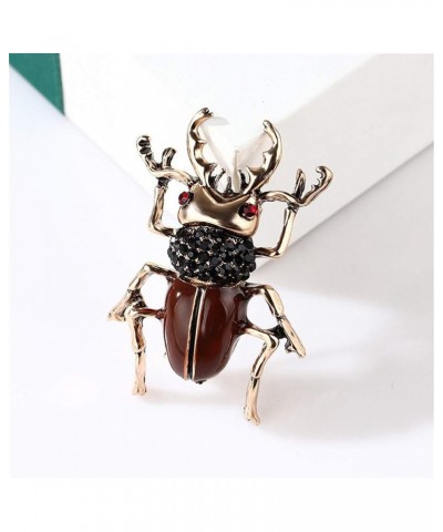 retro insect brooch pin fashion imitation pearl rhinestone breastpin cartoon beetle corsage women clothing accessories jewelr...