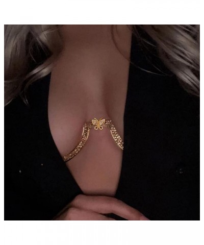 Rhinestone Chest Bracket Bra Chain Body Jewelry Crsytal Breast Body Chain Heart Bikini Bra Chain for Women Gold 6 $11.39 Body...