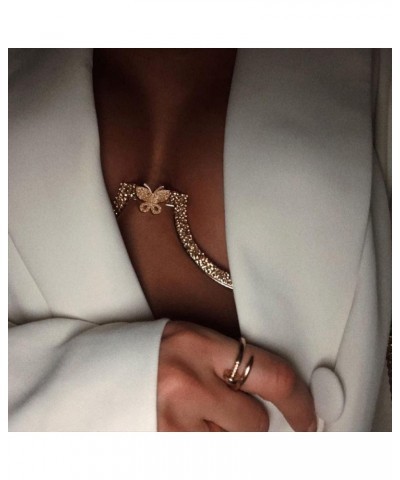 Rhinestone Chest Bracket Bra Chain Body Jewelry Crsytal Breast Body Chain Heart Bikini Bra Chain for Women Gold 6 $11.39 Body...