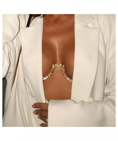 Rhinestone Chest Bracket Bra Chain Body Jewelry Crsytal Breast Body Chain Heart Bikini Bra Chain for Women Gold 6 $11.39 Body...