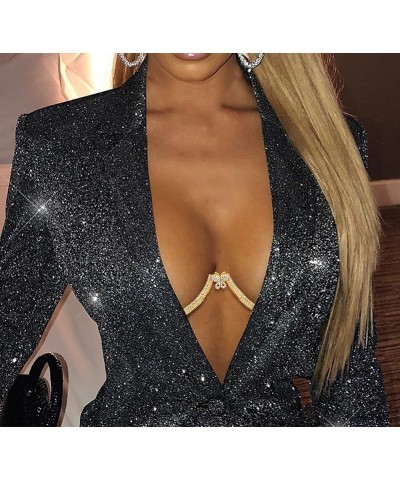 Rhinestone Chest Bracket Bra Chain Body Jewelry Crsytal Breast Body Chain Heart Bikini Bra Chain for Women Gold 6 $11.39 Body...