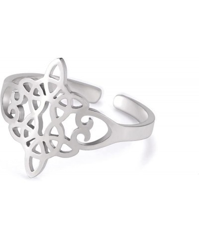 Stainless Steel Witches Knot Ring Openworked Celtic Knot Adjustable Open Finger Rings Amulet Jewelry For Women D - Silver $8....