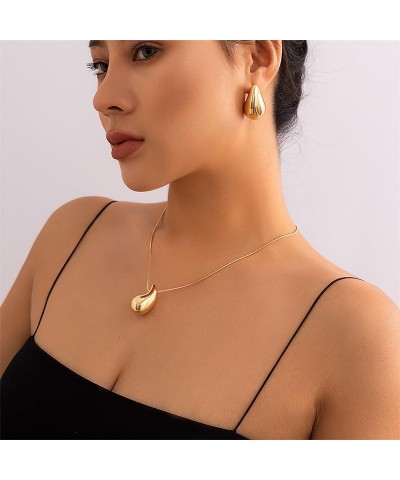 Drop Necklace Dupes Teardrop Gold Water Drop Necklace Teardrop Necklace for Women gold $8.83 Necklaces