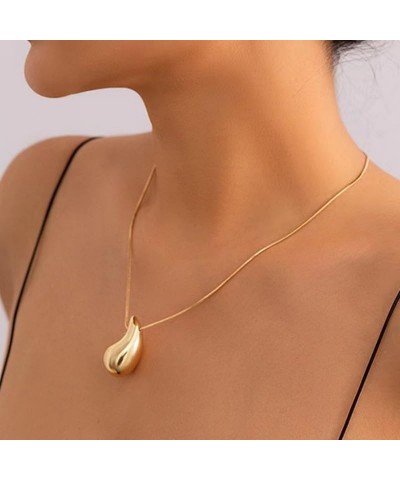 Drop Necklace Dupes Teardrop Gold Water Drop Necklace Teardrop Necklace for Women gold $8.83 Necklaces