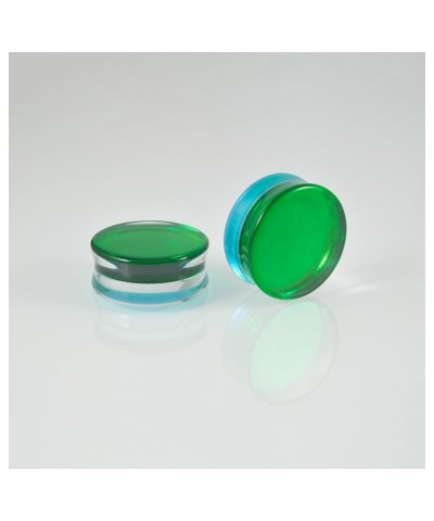 PAIR Green Glass Double Flare Solid Ear Plug Expander Purple Glass Ear Gauge Tunnel Body Piercing Jewelry 6mm-25mm/2G-1'' PAI...