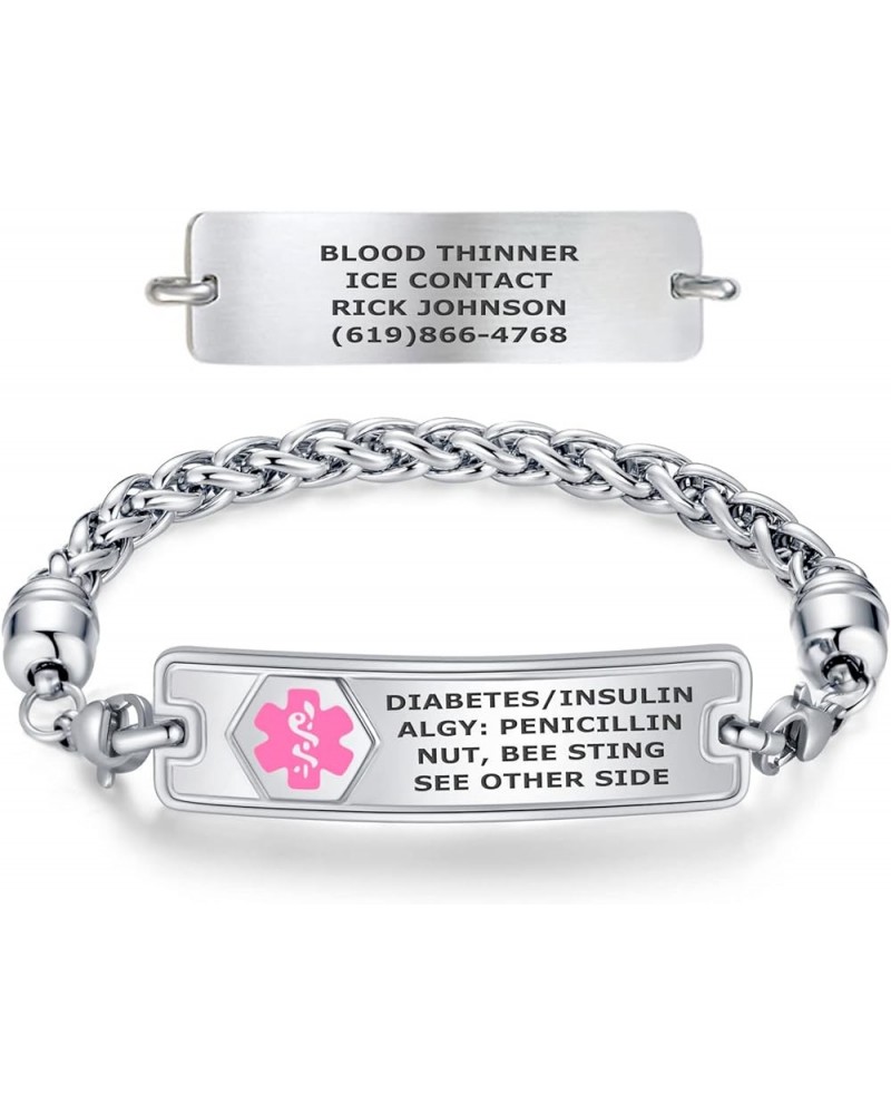 Custom Engraved Medical Alert Bracelets for Women, Stainless Steel Medical Bracelet, Medical ID Bracelet w/Free Engraving – C...