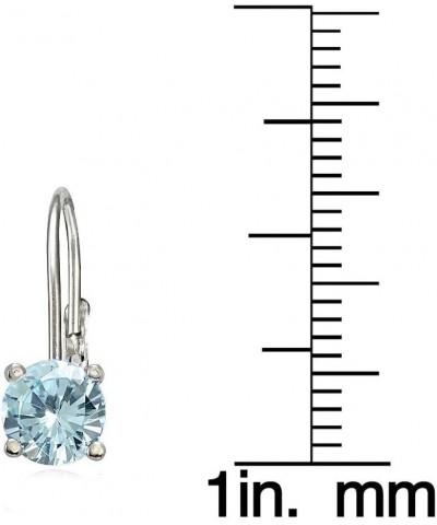 Sterling Silver Birthstone Gemstone 6mm Round Leverback Earrings March-Aquamarine $16.82 Earrings