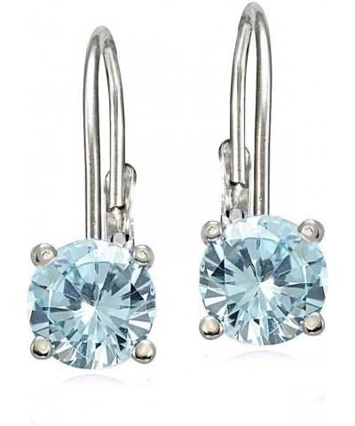 Sterling Silver Birthstone Gemstone 6mm Round Leverback Earrings March-Aquamarine $16.82 Earrings