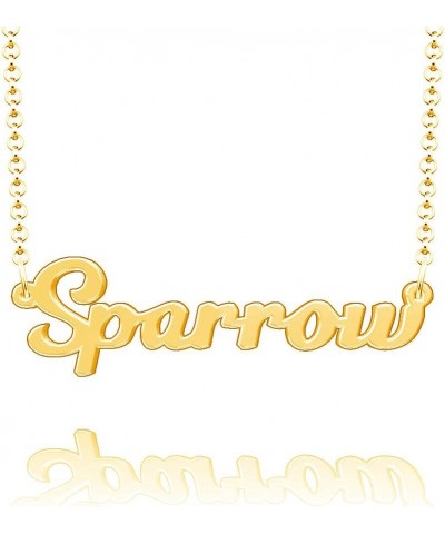 Sparrow Name Necklace Stainless Steel Plated Custom Made of Last Name Personalized Gift for Family Font9-Gold $12.97 Necklaces