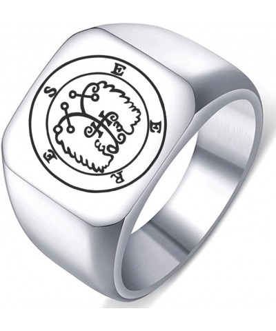 Engraved Seere Demon Prince of Hell Stainless Steel Men's Womens Sigil Ring 1.Silver 17X17MM for Men $5.45 Rings