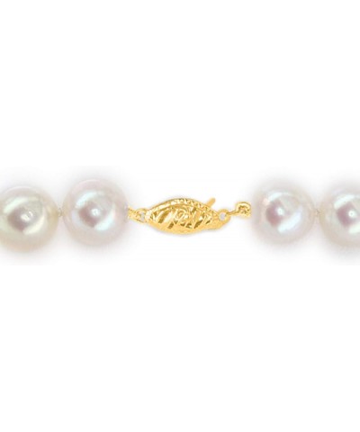 14K Gold AAAA White Japanese Akoya Cultured Pearls 18" Silk-Knotted Strand Pearl Necklace - Choice of Pearl Size & Clasp Gold...