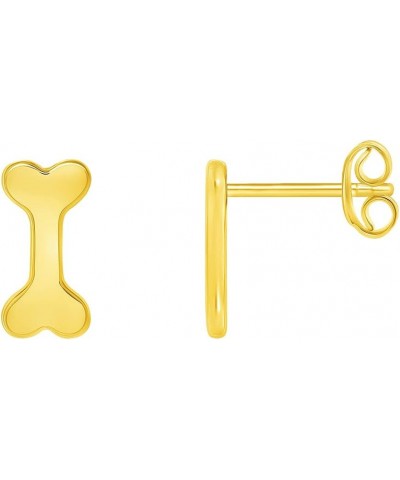 Solid 14k Yellow Gold Dog Bone Stud Earrings with Friction Push Back, 11 mm x 5.5 mm $36.30 Earrings