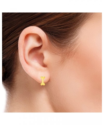 Solid 14k Yellow Gold Dog Bone Stud Earrings with Friction Push Back, 11 mm x 5.5 mm $36.30 Earrings